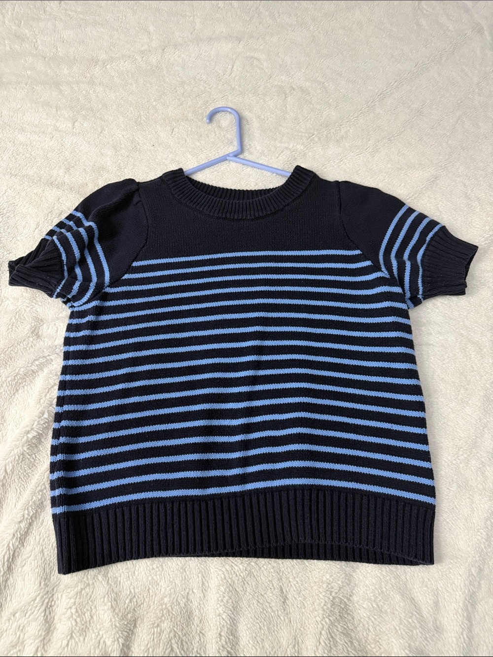 Navy & Light Blue Striped Knit Top - Women’s